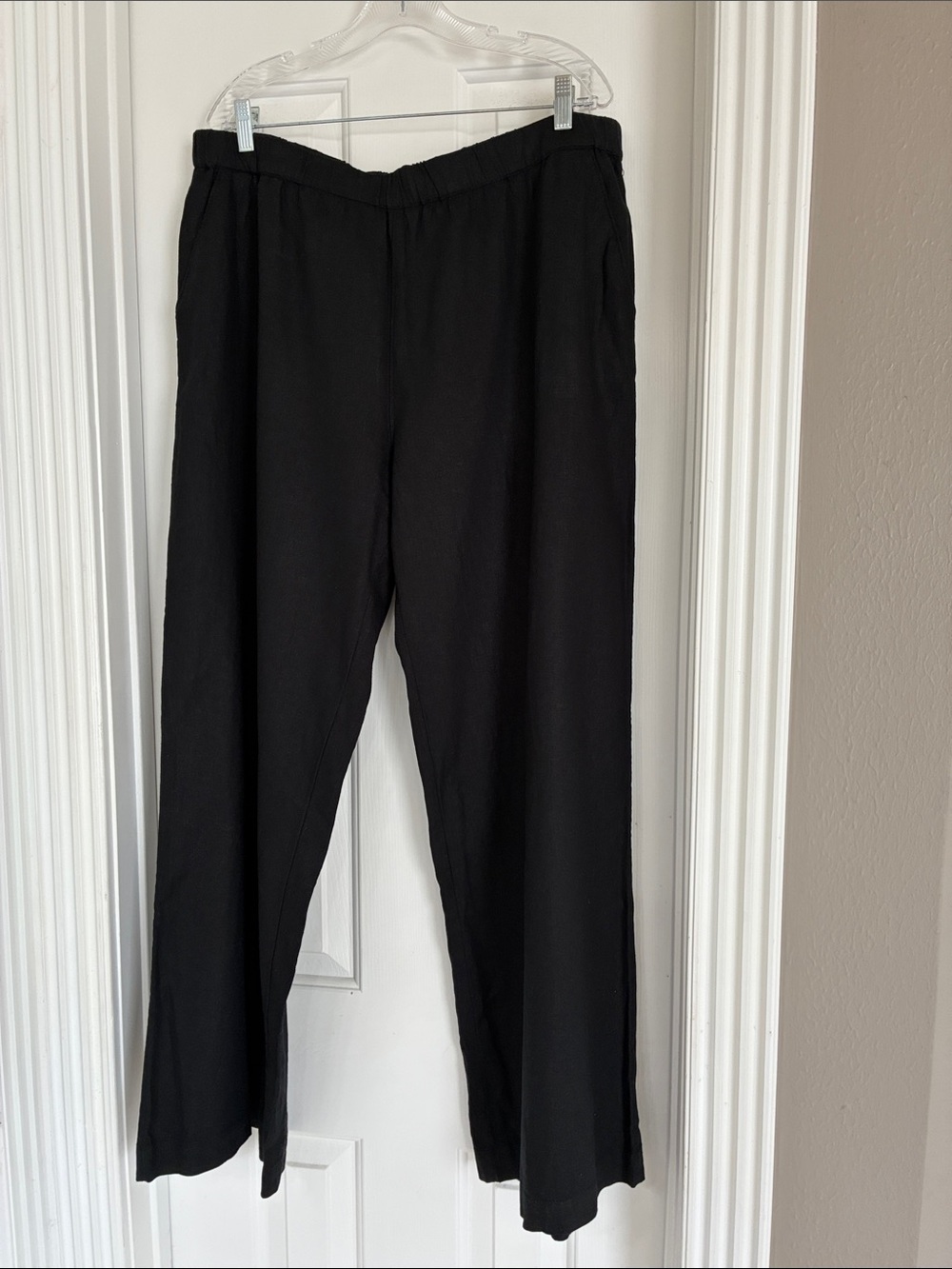Nordstrom Black Linen Blend Wide-Leg Women's Pants